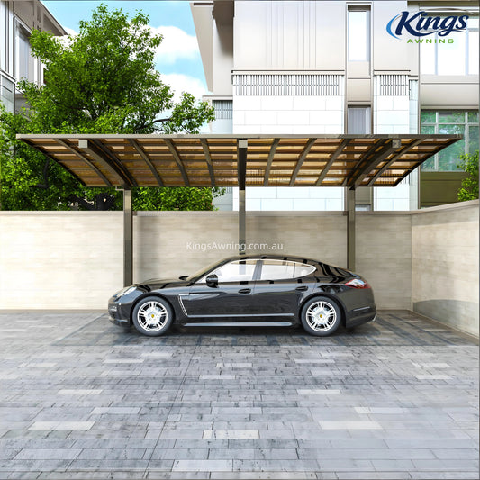 L Shape Cantilever Single Carport(Champagne)