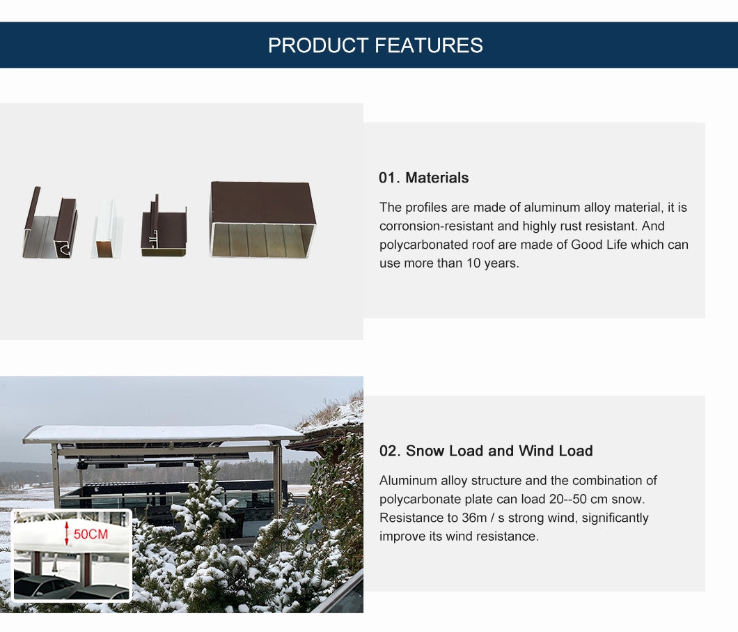 Aluminium M-Shape Design Carport for 2 Cars