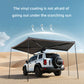 SUV with a vinyl-coated awning providing shade in a sunny desert, Kings Awning outdoor shelter
