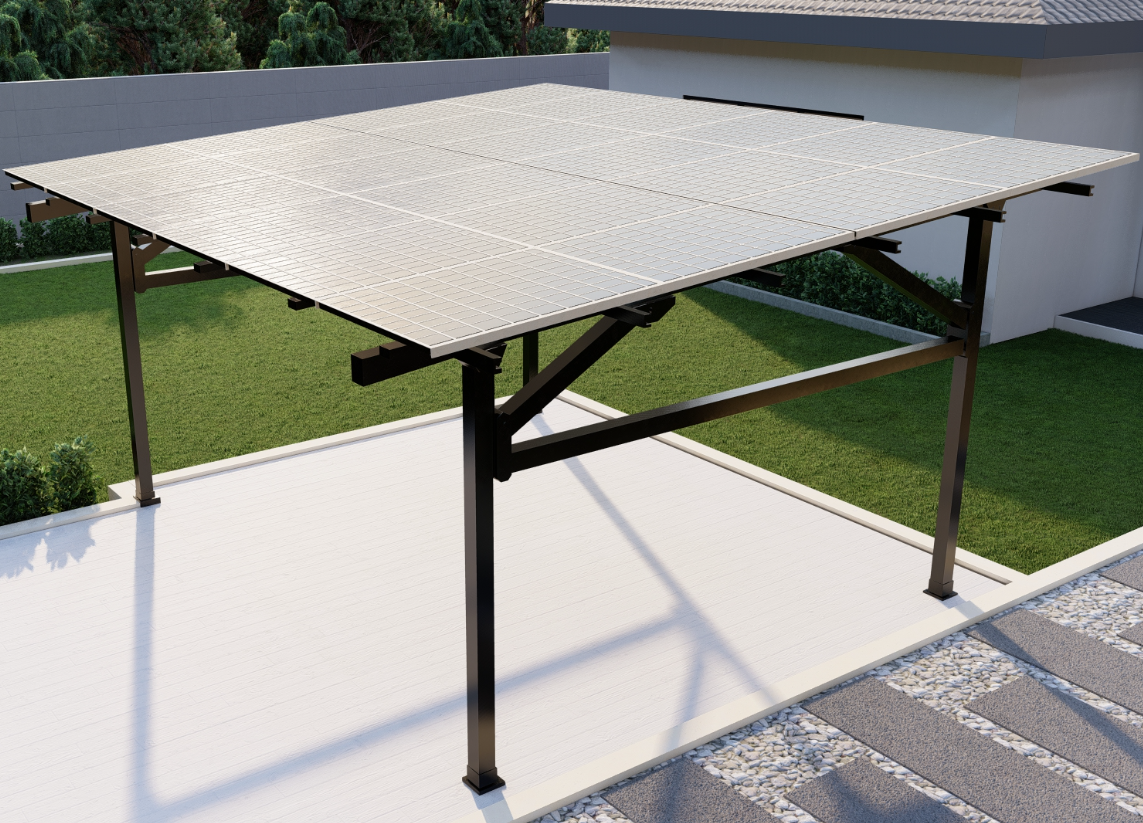 Double Solar Carport Kits Black