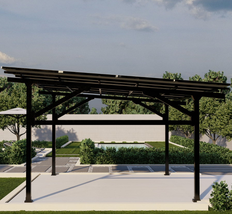Double Solar Carport Kits Black
