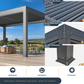 Large Aluminum Pergola with Louvered Canopy – Grey 3.6x6.1m(12x20FT)