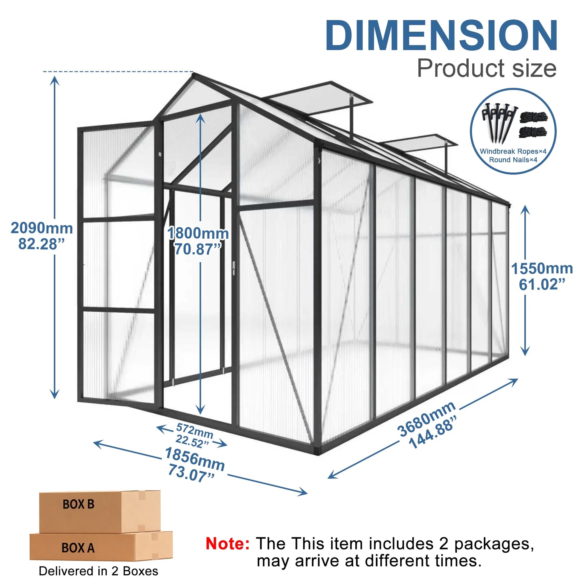 6x12FT(1.83*3.66m) Black - greenhouse kit - product detail image 11 - Kings Awning Australia