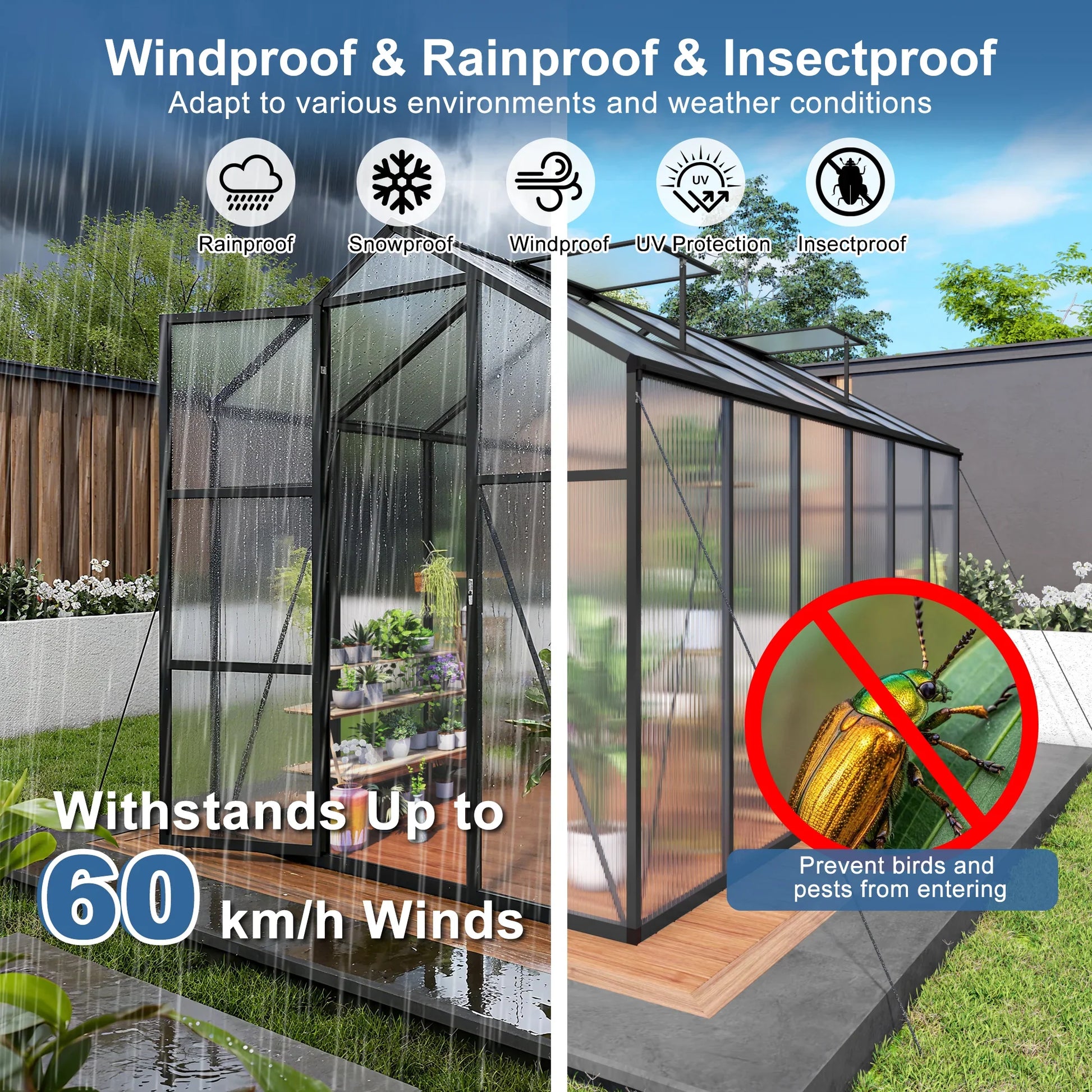 6x12FT(1.83*3.66m) Black - greenhouse kit - product detail image 6 - Kings Awning Australia