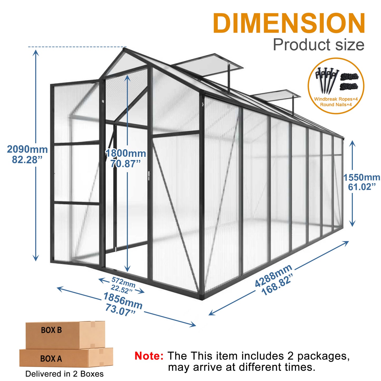 6x14FT(1.83*4.26m) Black - greenhouse kit - product detail image 7 - Kings Awning Australia