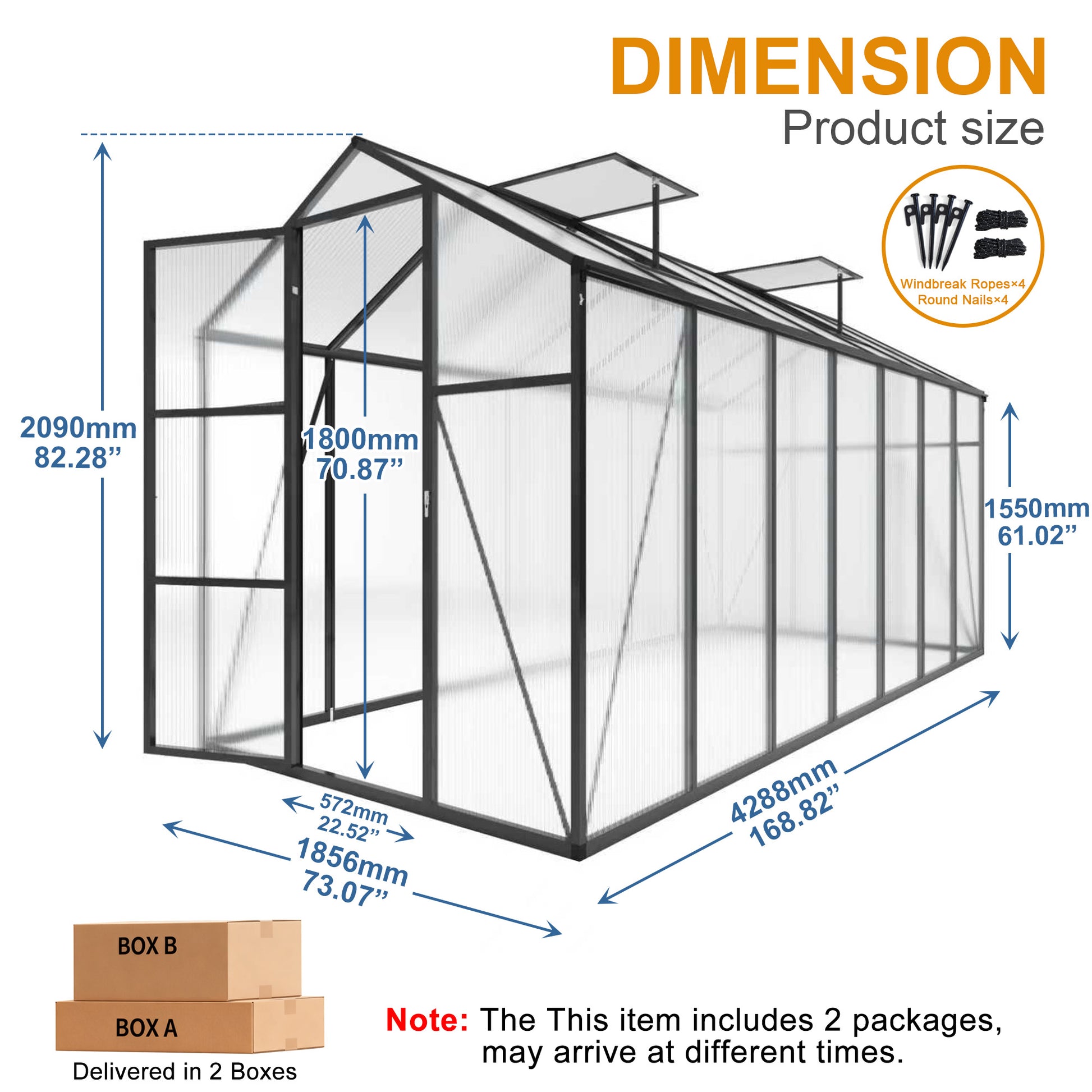 6x14FT(1.83*4.26m) Black - greenhouse kit - product detail image 7 - Kings Awning Australia