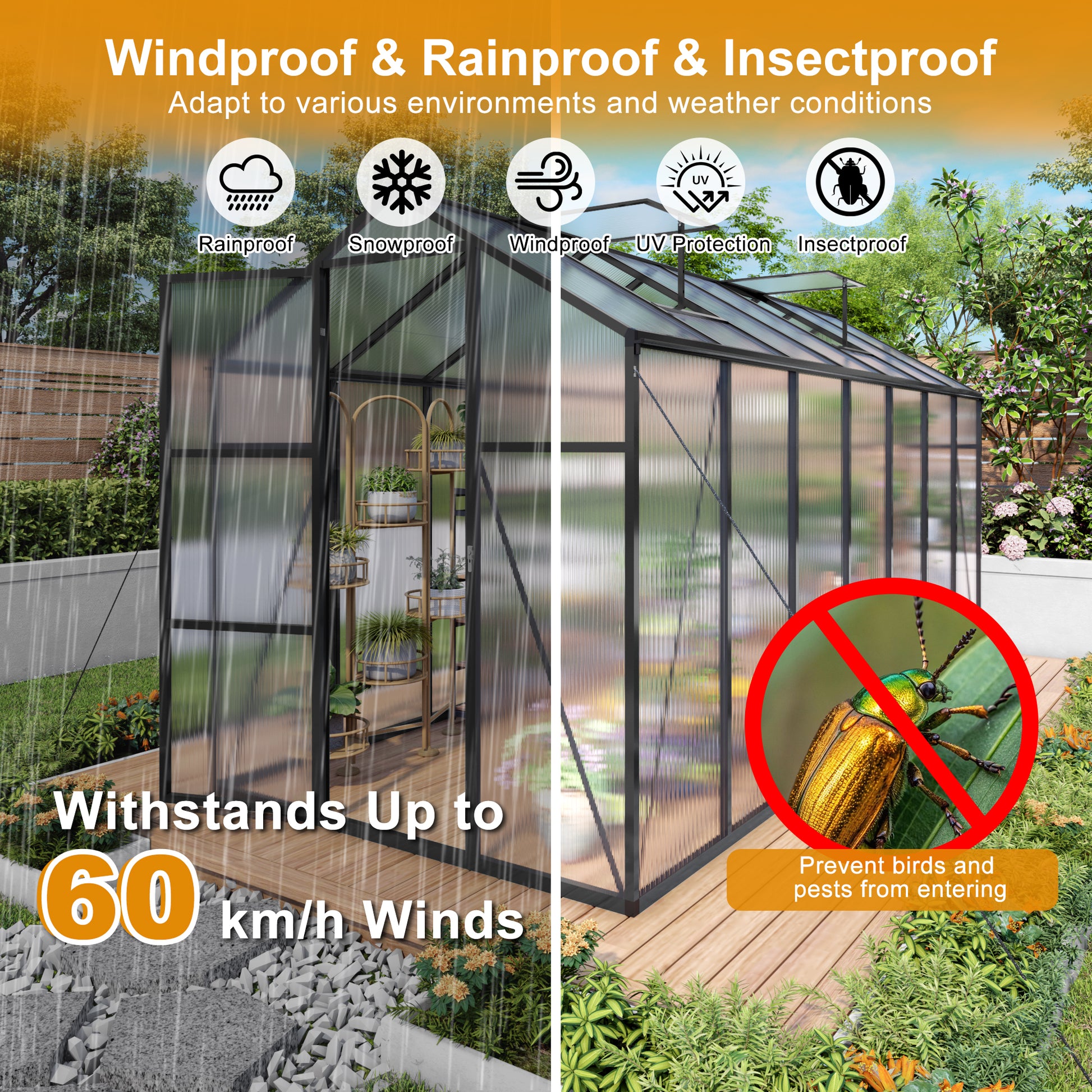 6x14FT(1.83*4.26m) Black - greenhouse kit - product detail image 10 - Kings Awning Australia