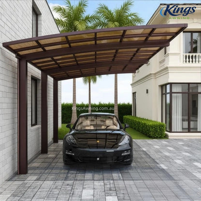 L Shape Cantilever Single Carport(Brown)