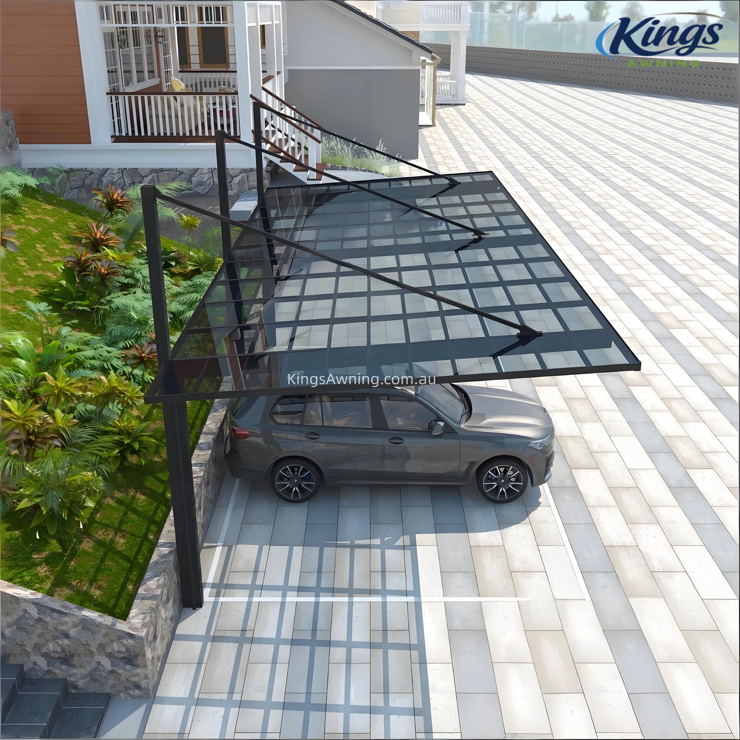 Back-Pull Cantilever Double Carport (Black)
