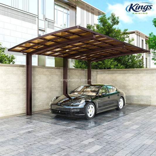 L Shape Cantilever Single Carport(Brown)