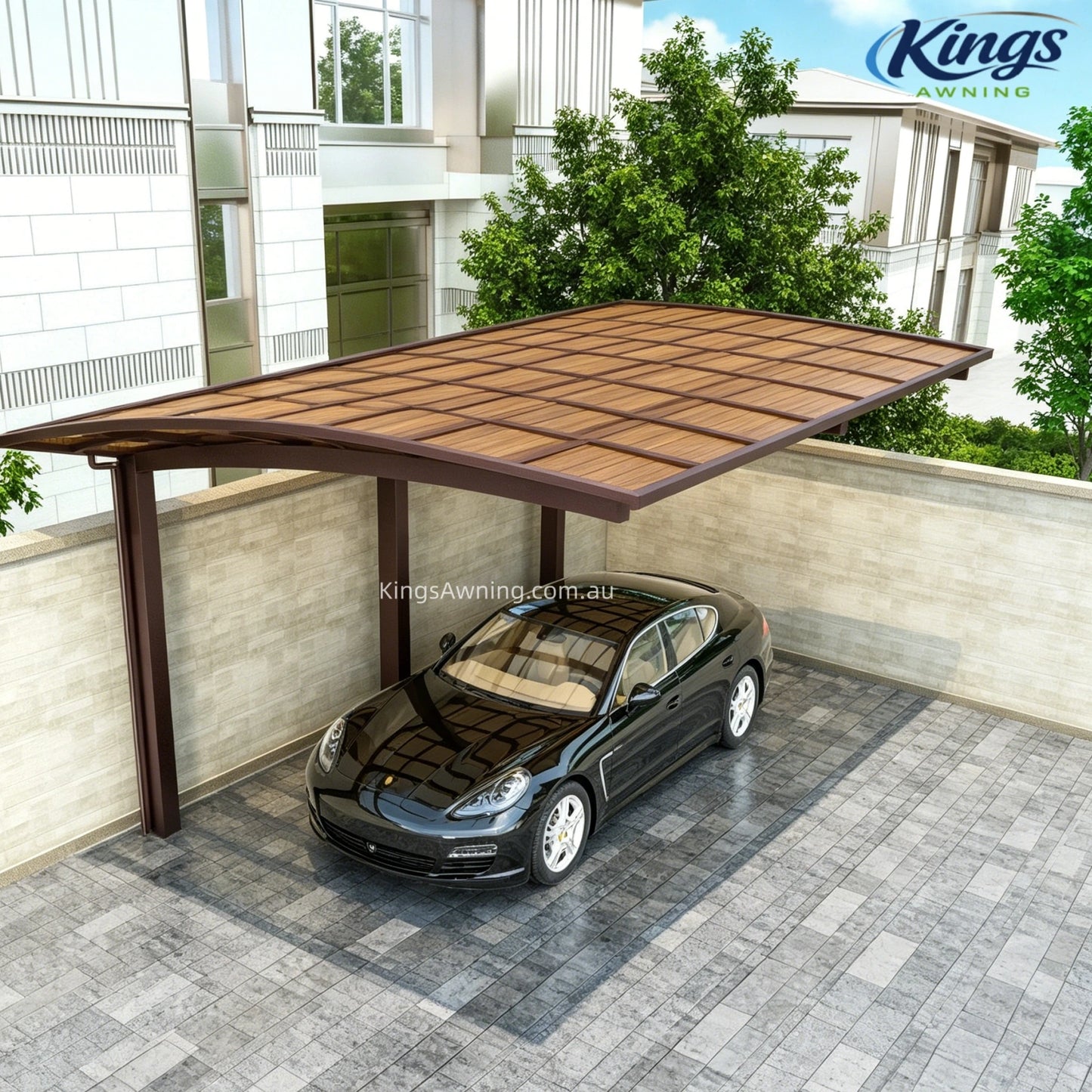 L Shape Cantilever Single Carport(Brown)