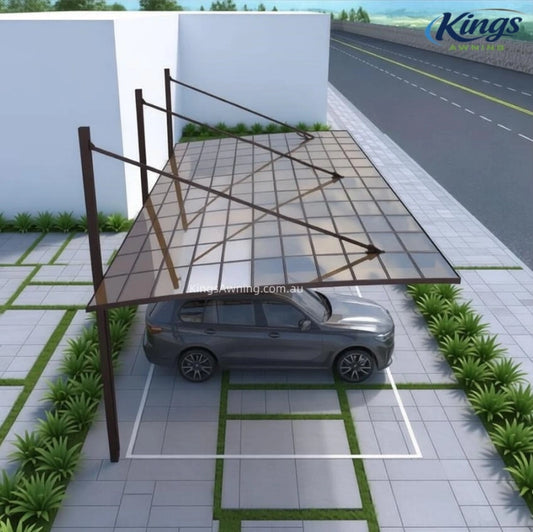 Back-Pull Cantilever Double Carport(Brown)