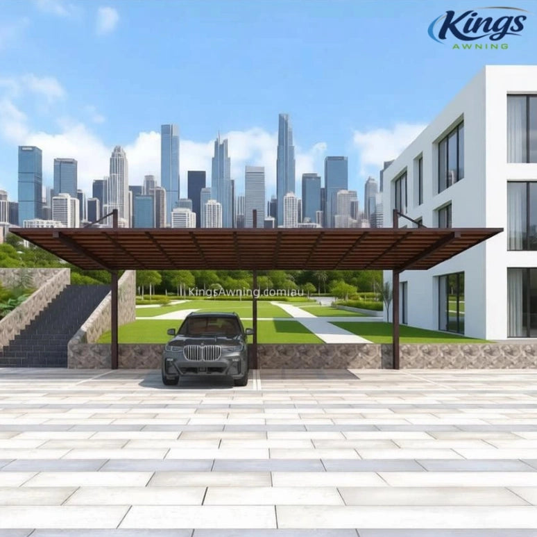 Back-Pull Cantilever Double Carport(Brown)