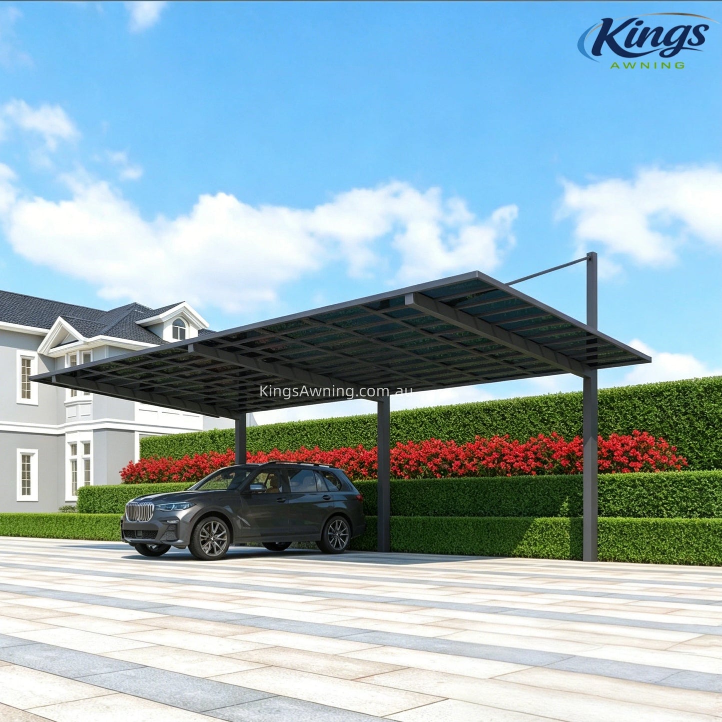 Back-Pull Cantilever Double Carport (Grey)