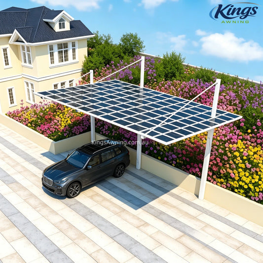 Back-Pull Cantilever Double Carport (White)