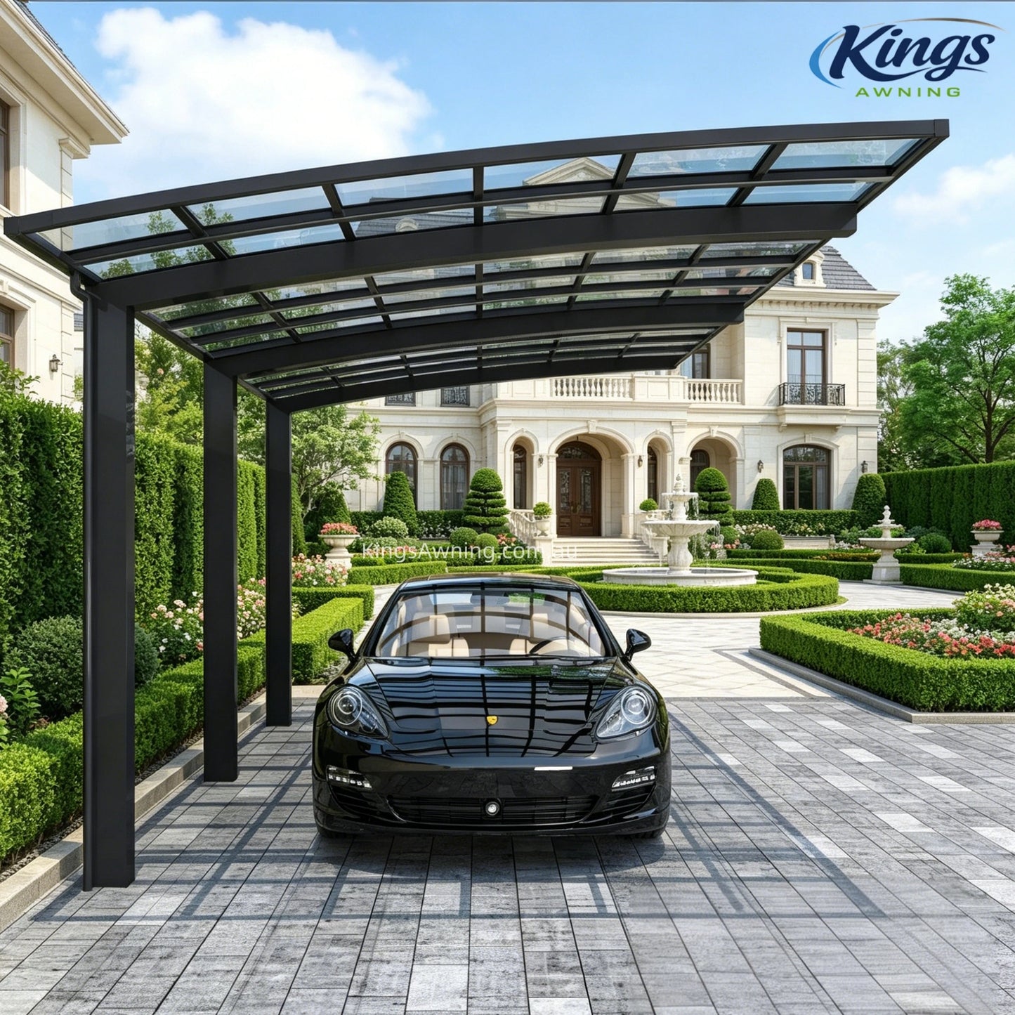 L Shape Cantilever Single Carport(Black)