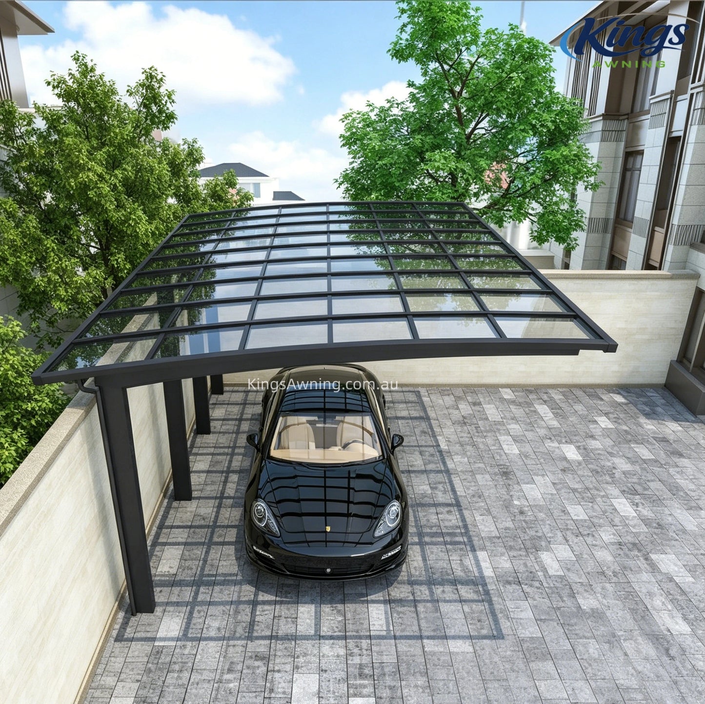 L Shape Cantilever Single Carport(Black)