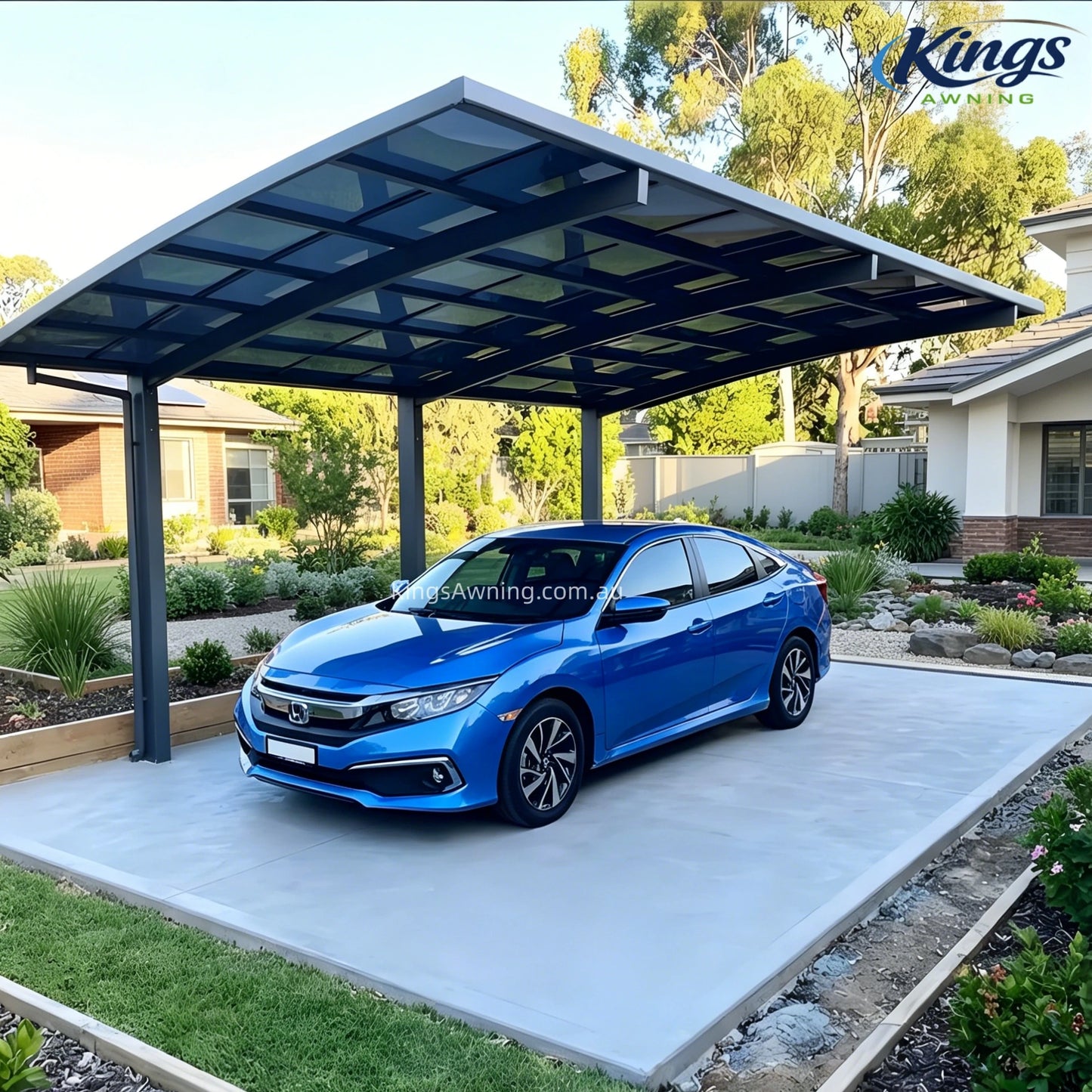 L Shape Cantilever Single Carport(Black)