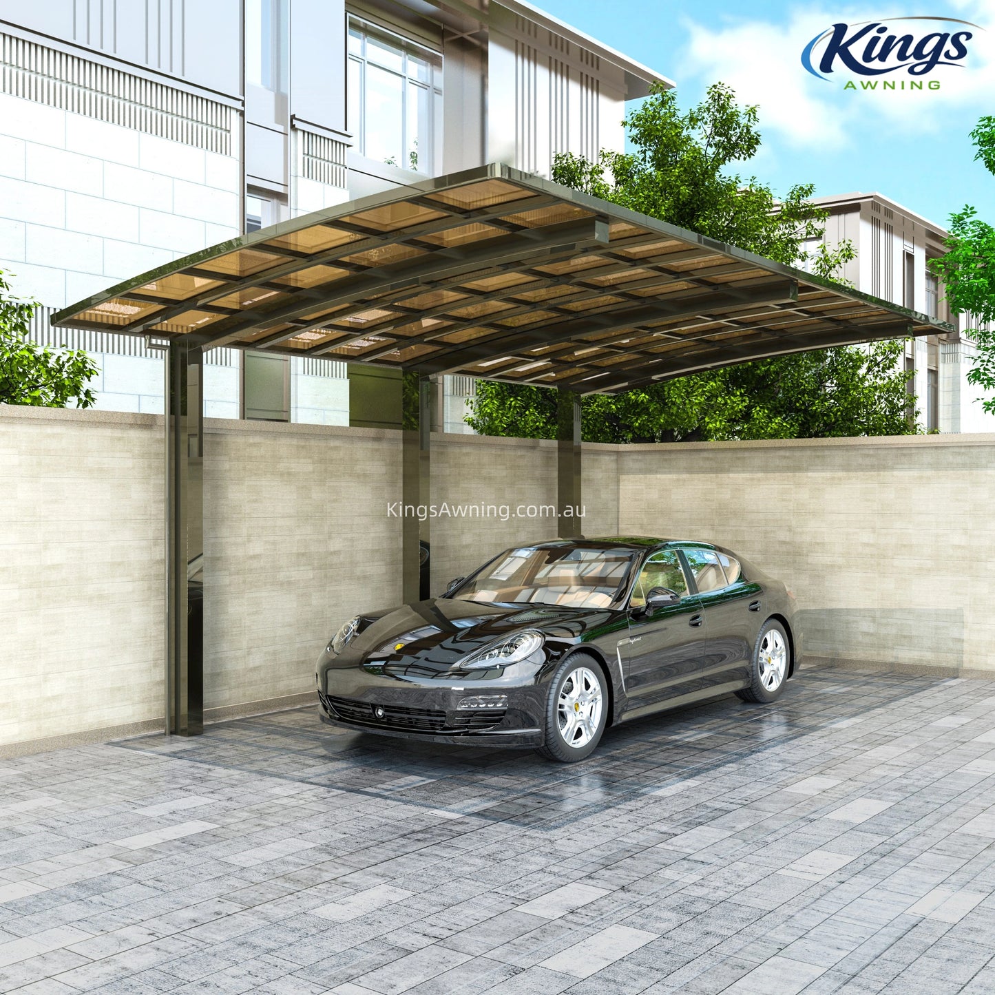 L Shape Cantilever Single Carport(Champagne)