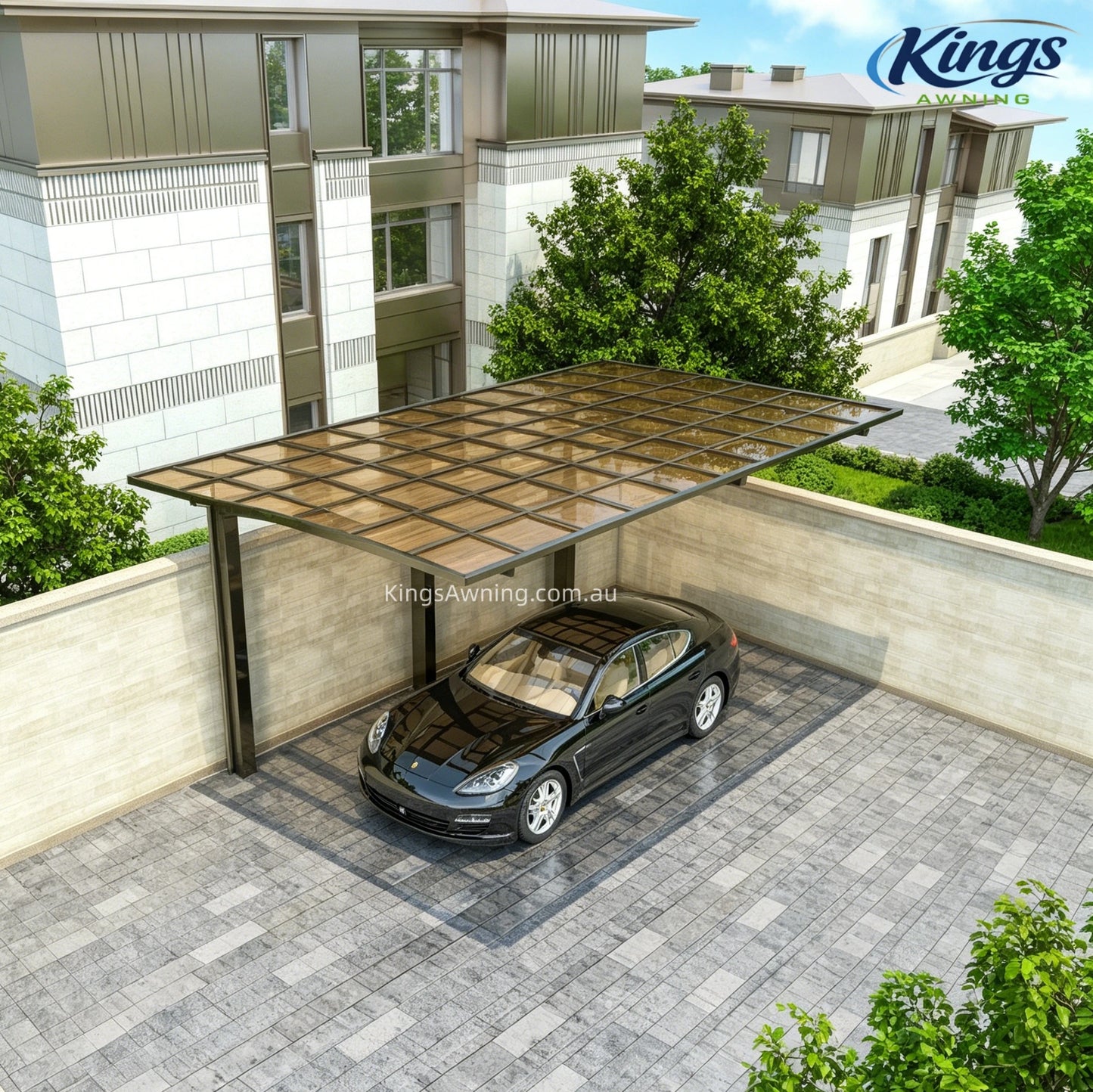 L Shape Cantilever Single Carport(Champagne)