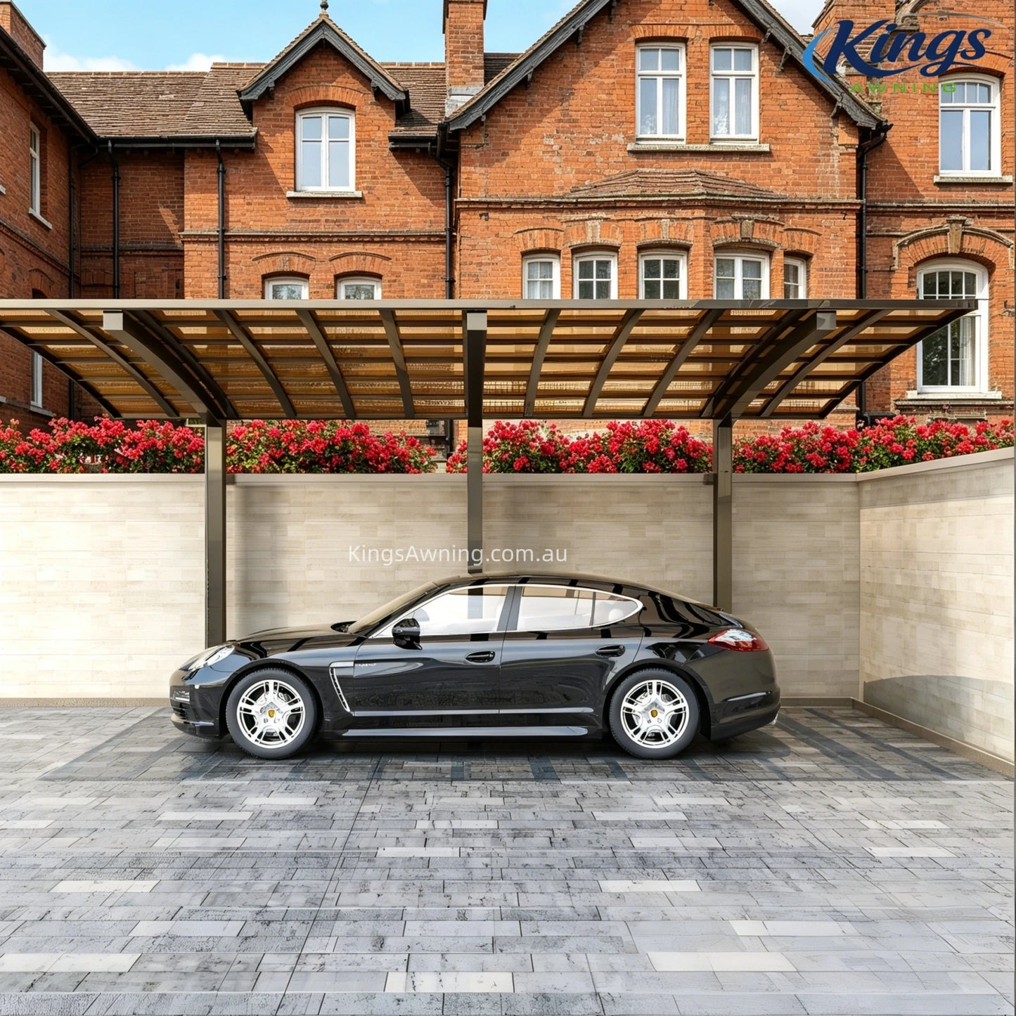 L Shape Cantilever Single Carport(Champagne)