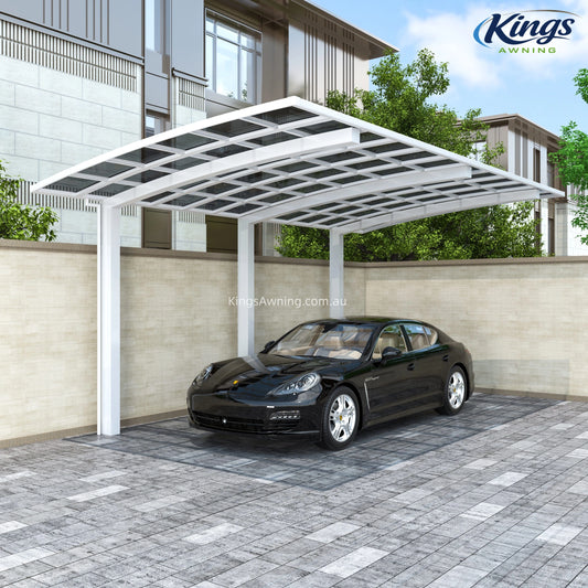L Shape Cantilever Single Carport(White)