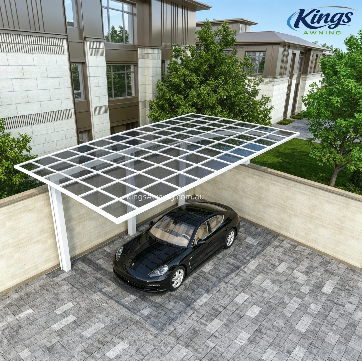 L Shape Cantilever Single Carport(White)