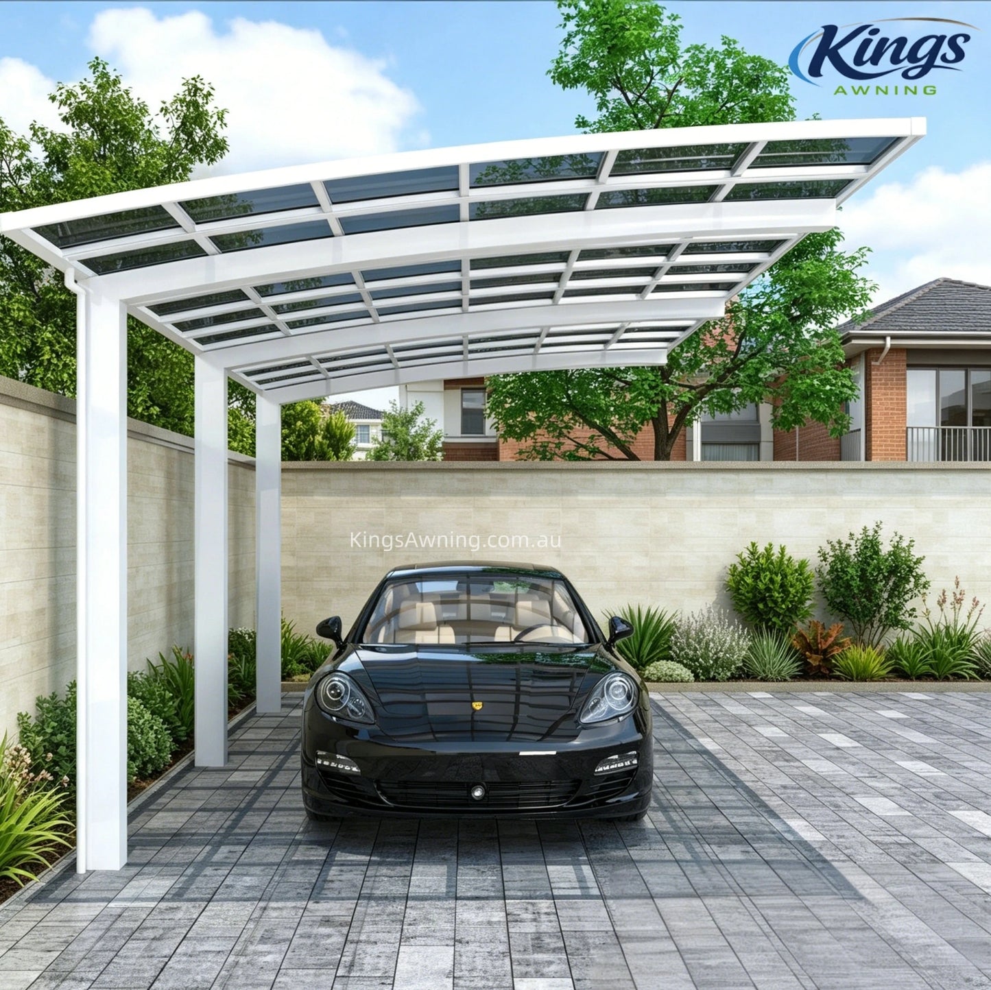 L Shape Cantilever Single Carport(White)
