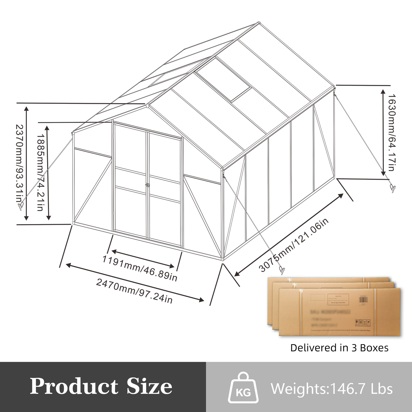 8x10 FT(2.43*3m) Black