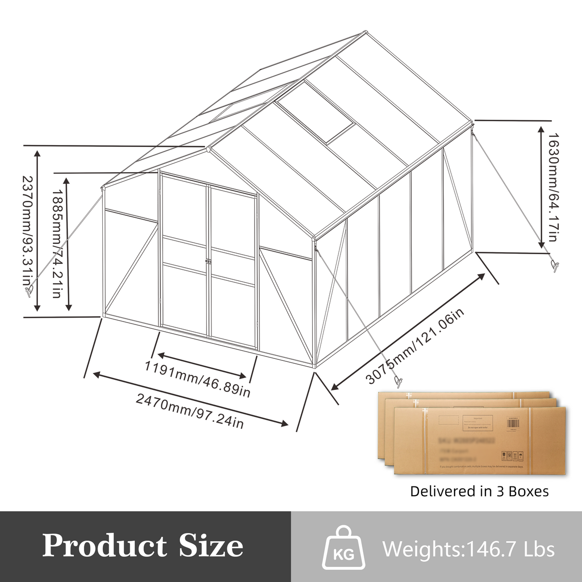 8x10 FT(2.43*3m) Black - greenhouse kit - product detail image 7 - Kings Awning Australia