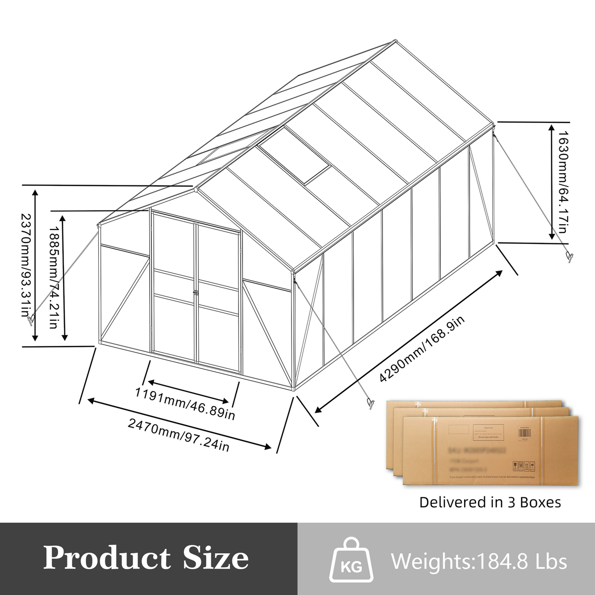 8x14 FT(2.43*4.26m) Black - greenhouse kit - product detail image 6 - Kings Awning Australia
