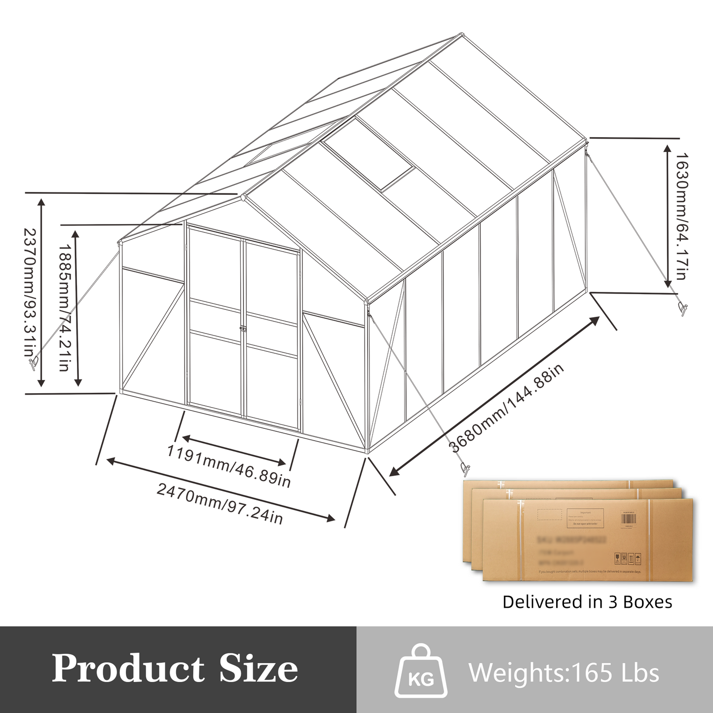 8x12 FT(2.43*3.66m) Black - greenhouse kit - product detail image 8 - Kings Awning Australia
