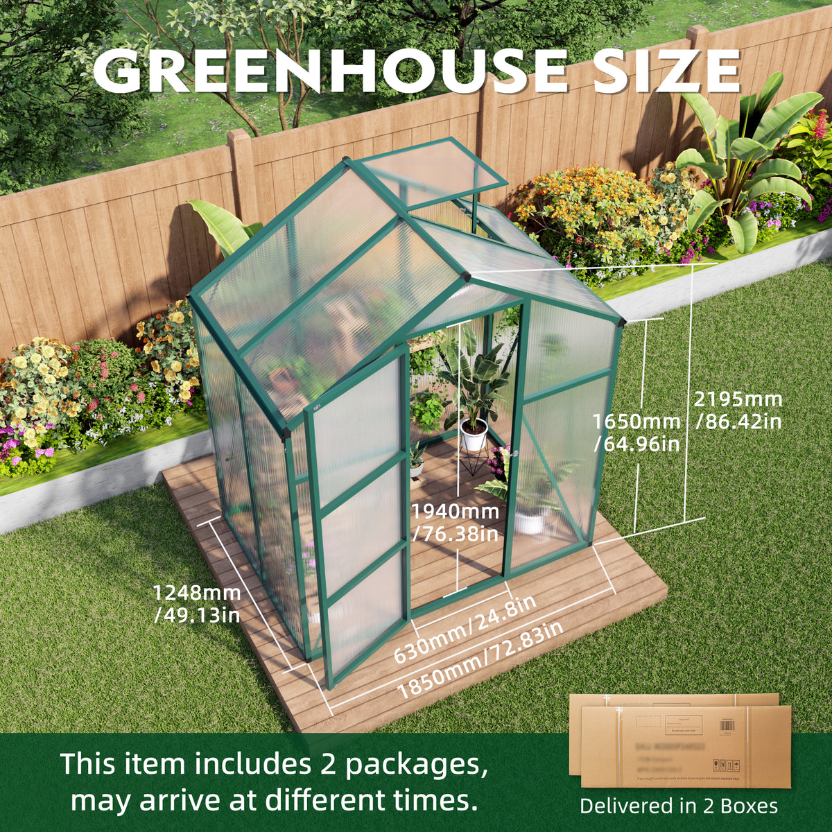 6x4 FT(1.83*1.21m) Green - greenhouse kit - product detail image 4 - Kings Awning Australia