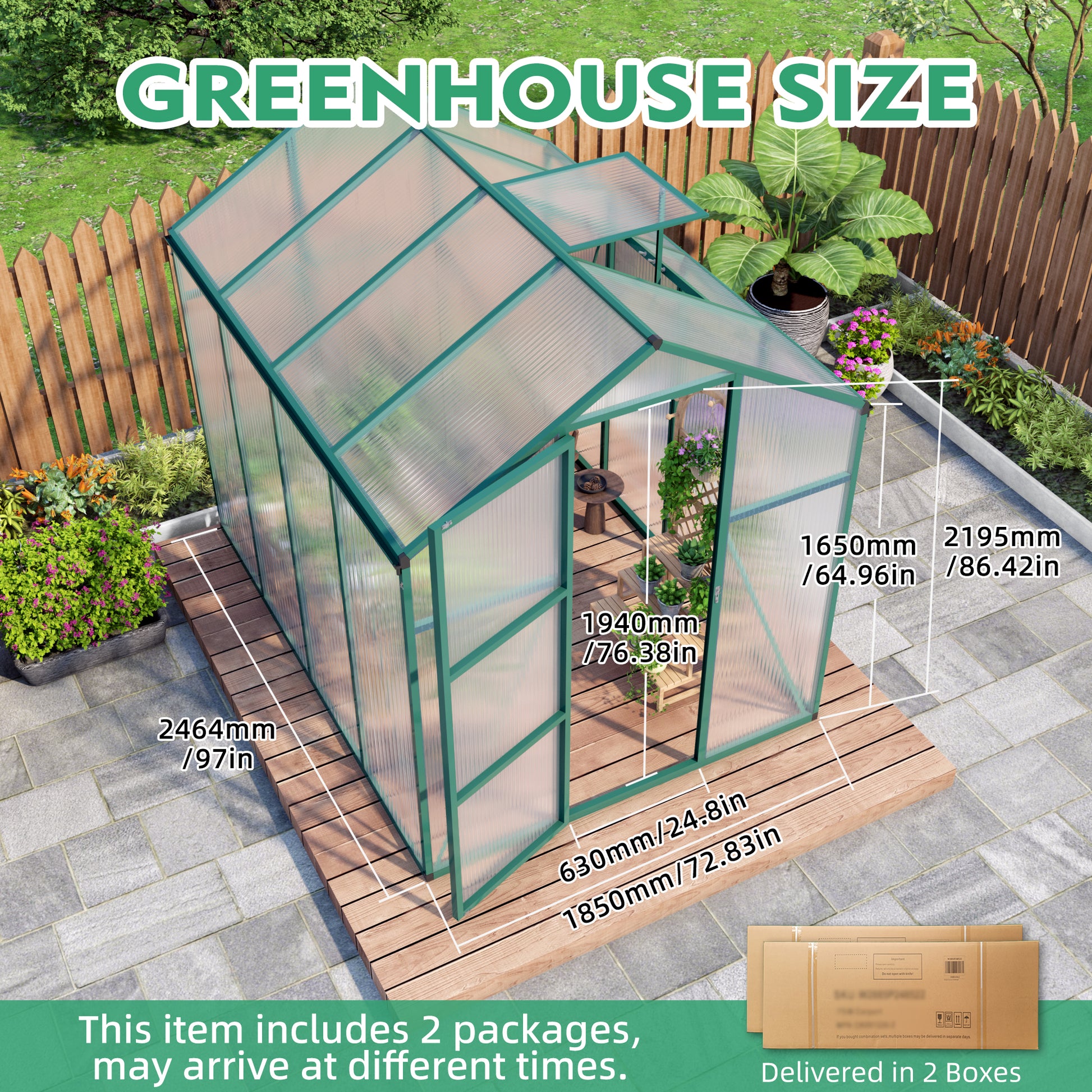 6x8 FT (1.8x2.4m) Green - greenhouse kit - product detail image 2 - Kings Awning Australia