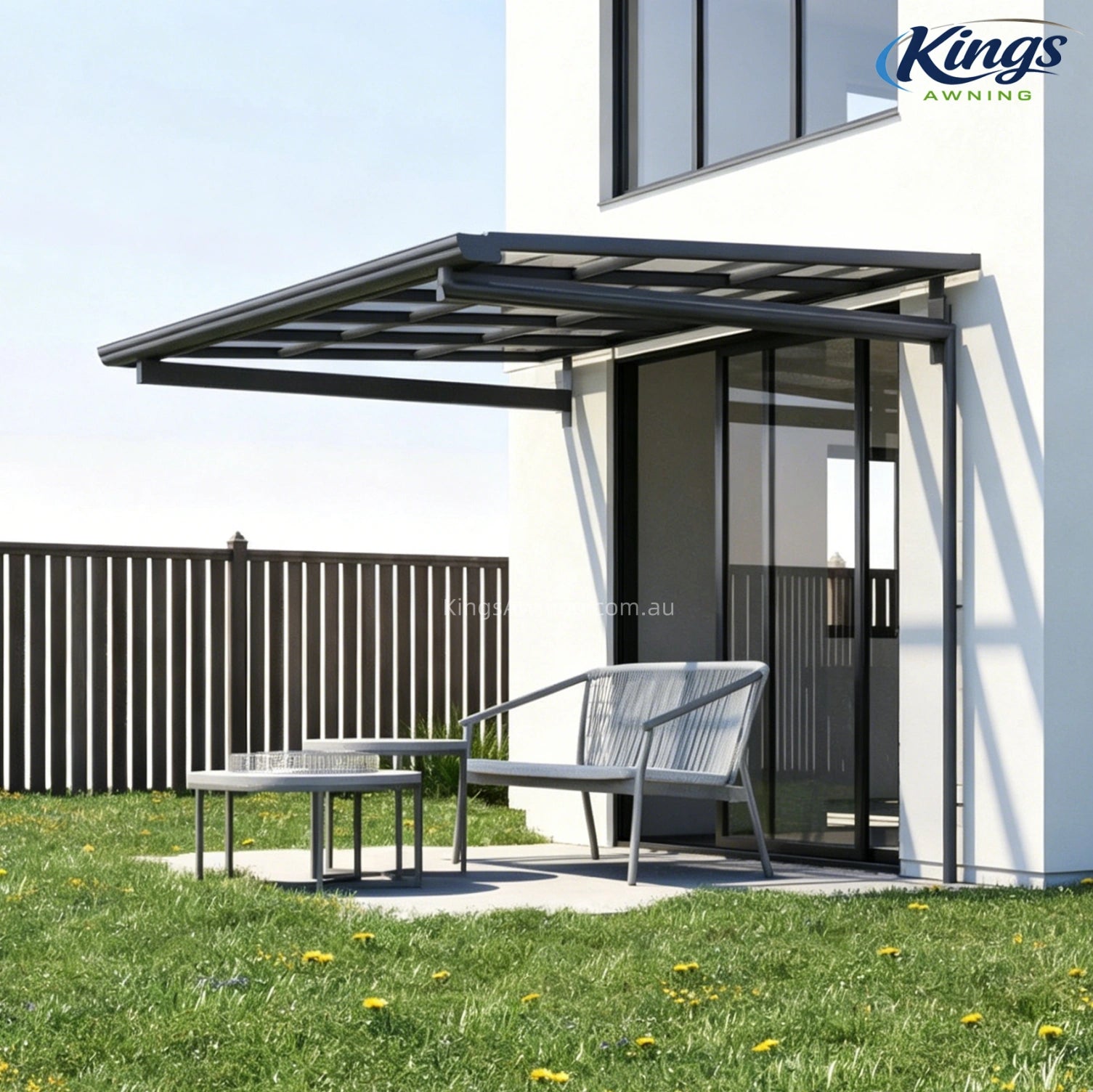 Pitch Roof Awning Grey - outdoor awning - product detail image 4 - Kings Awning Australia