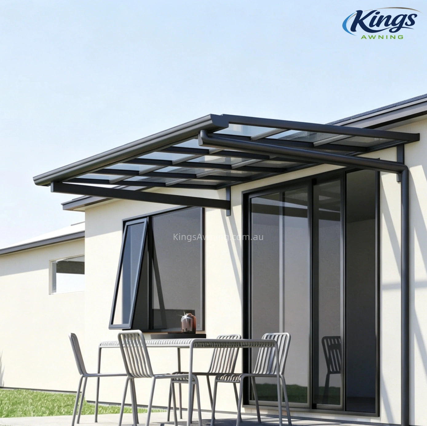 Pitch Roof Awning Grey - outdoor awning - product detail image 5 - Kings Awning Australia