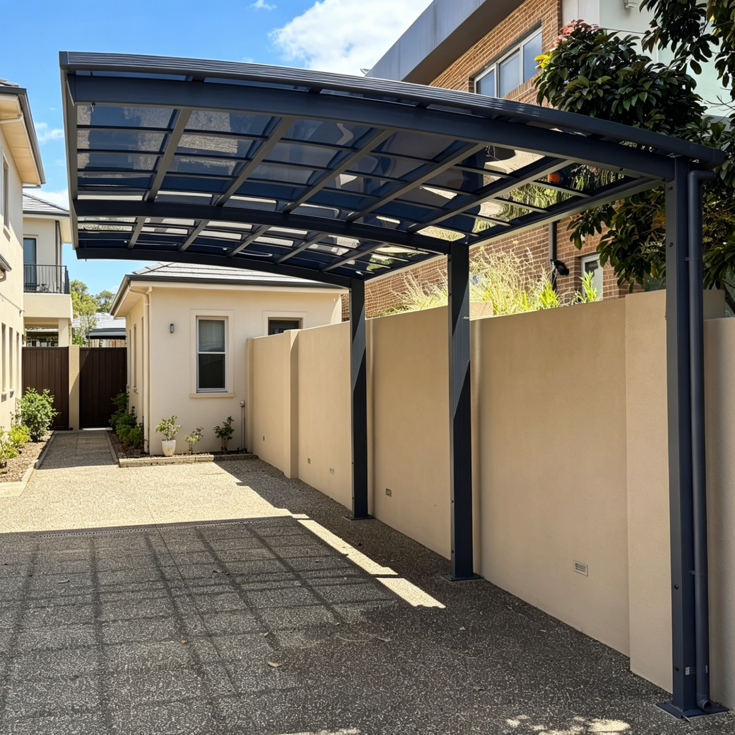 L Shape Cantilever Single Carport(Black)