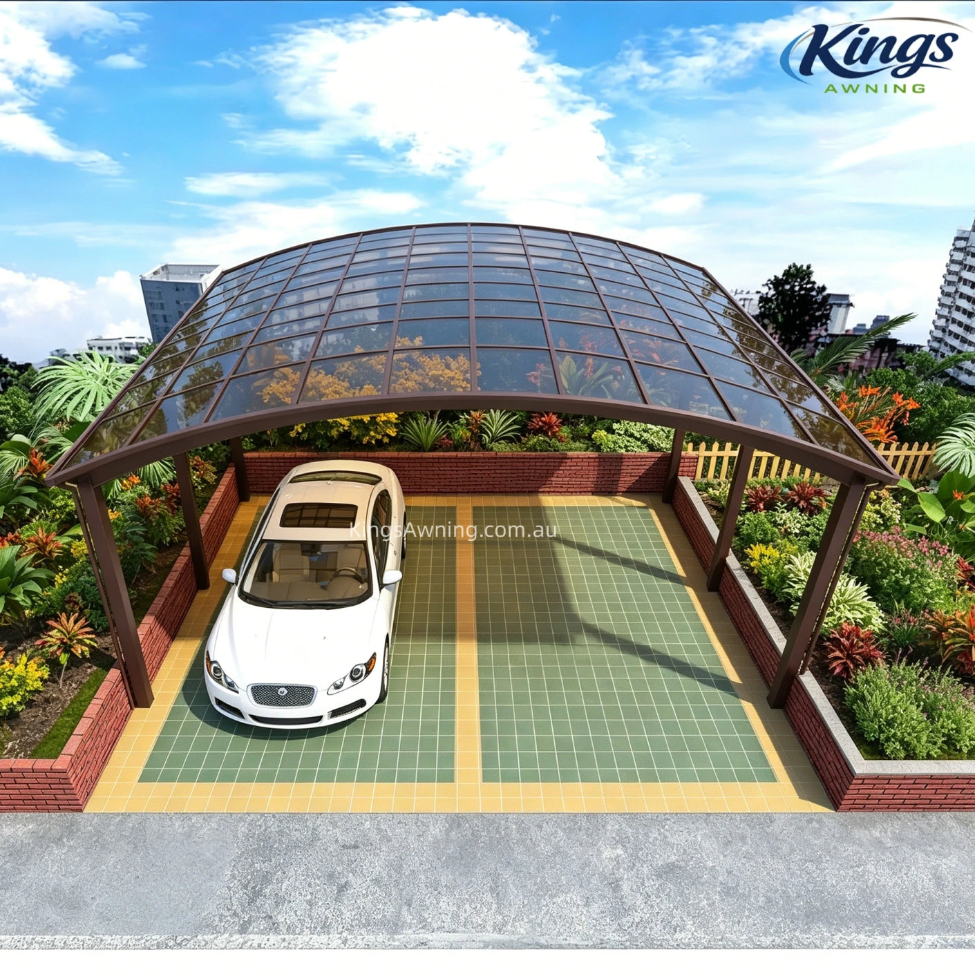 M-Shape Double Carport(Brown)