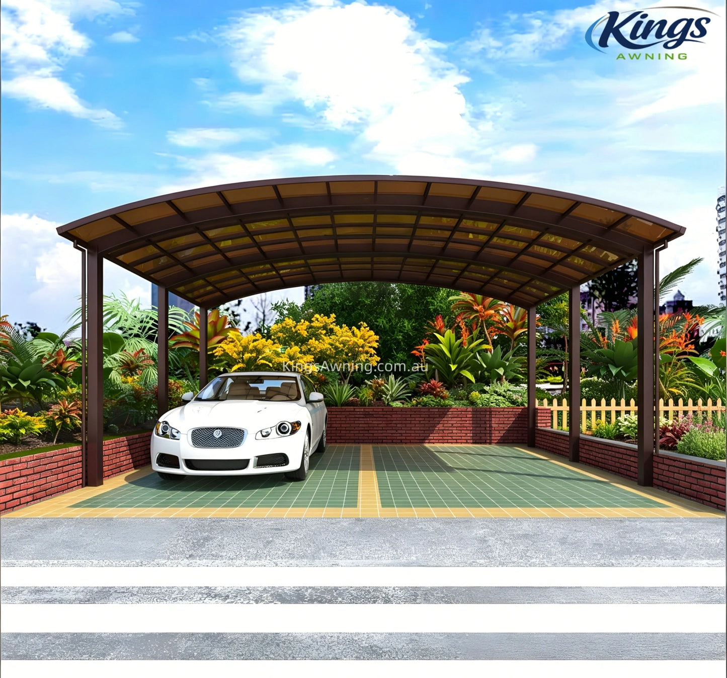 M-Shape Double Carport(Brown)