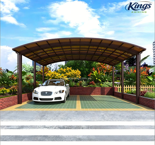 M-Shape Double Carport(Brown)