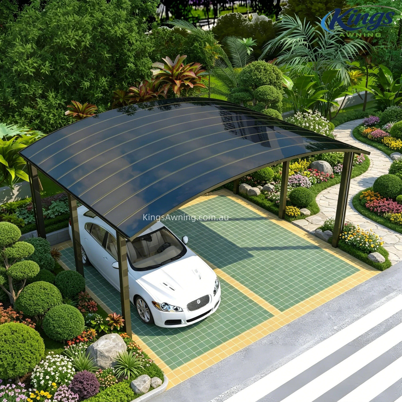 M-Shape Double Carport(Champagne)