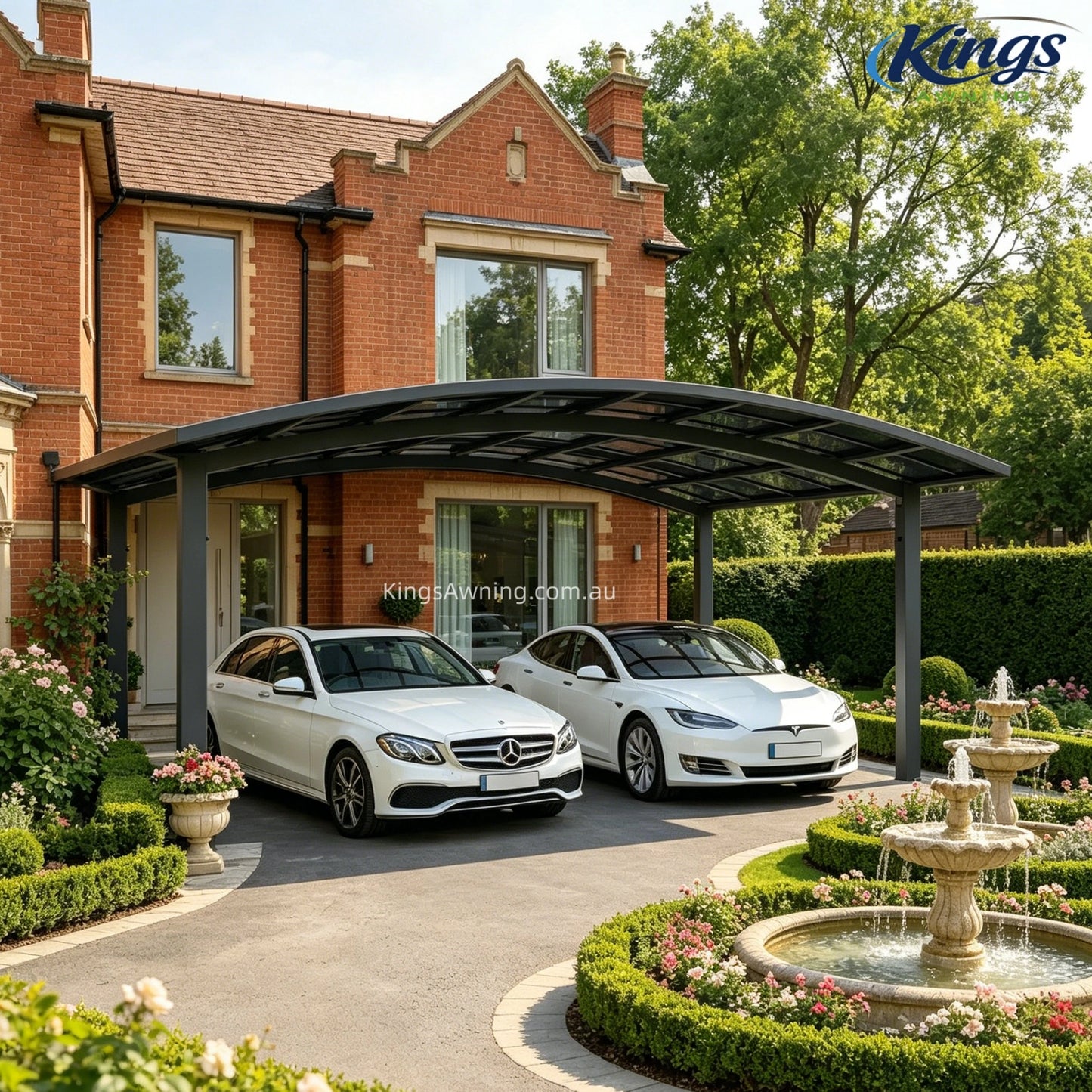 M-Shape Double Carport(Grey)
