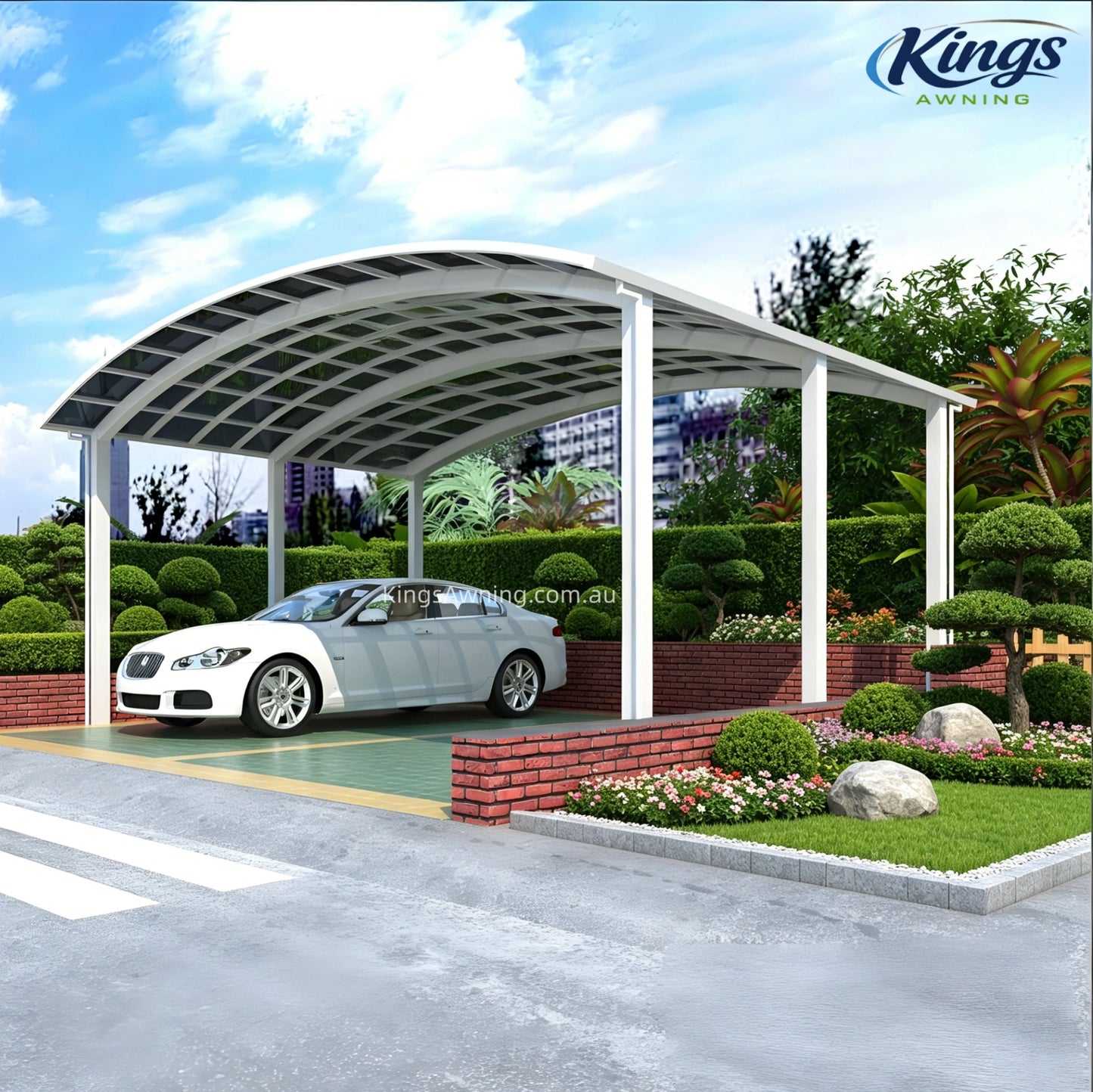 M-Shape Double Carport(White)