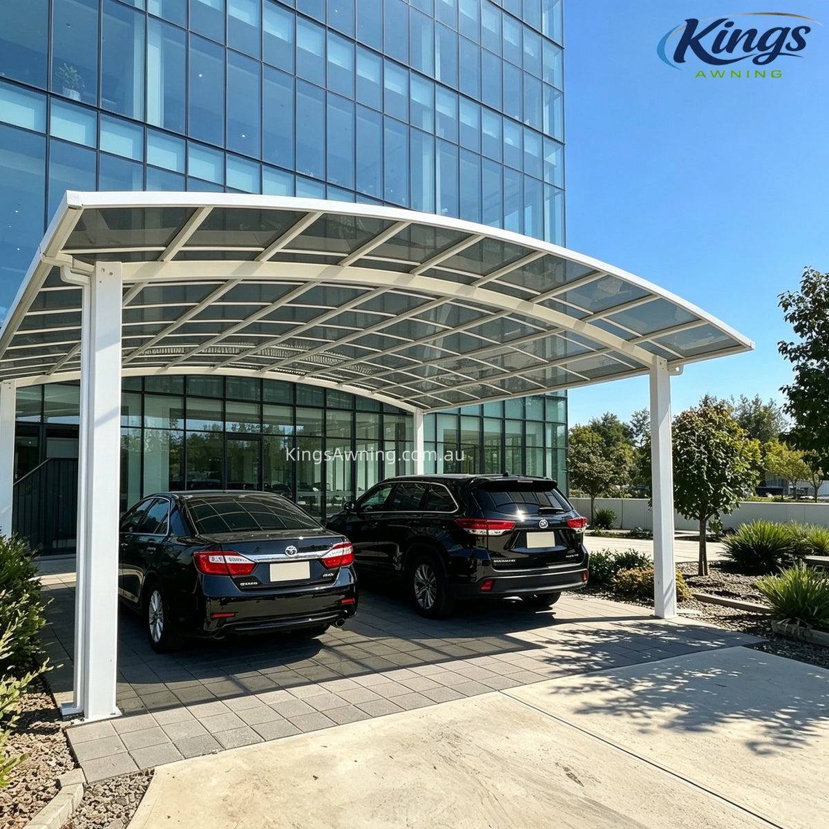 M-Shape Double Carport(White) - carport - product detail image 3 - Kings Awning Australia
