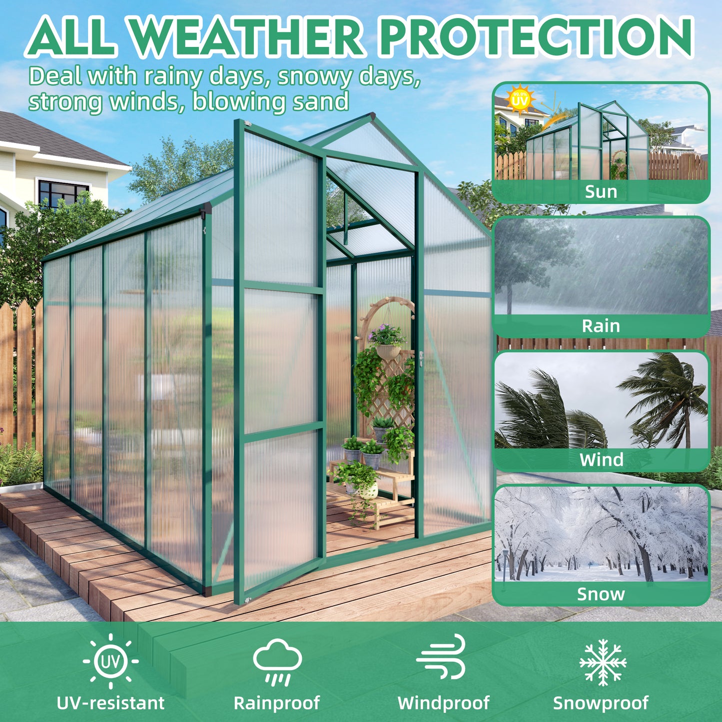 6x8 FT (1.8x2.4m) Green - greenhouse kit - product detail image 3 - Kings Awning Australia