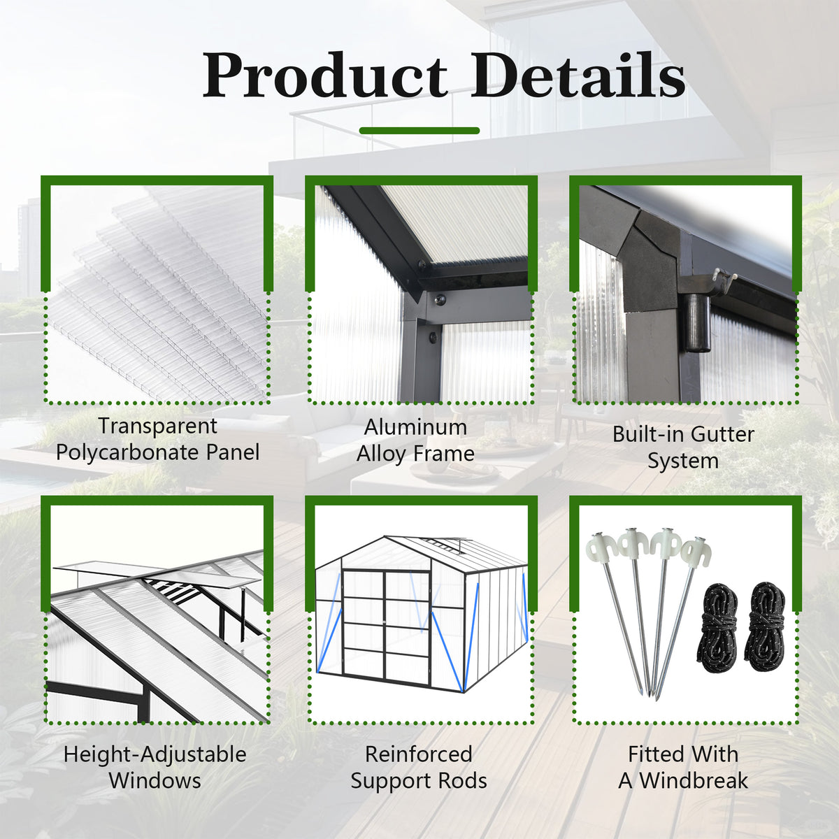 10x14 FT(3*4.26m) Black - greenhouse kit - product detail image 7 - Kings Awning Australia