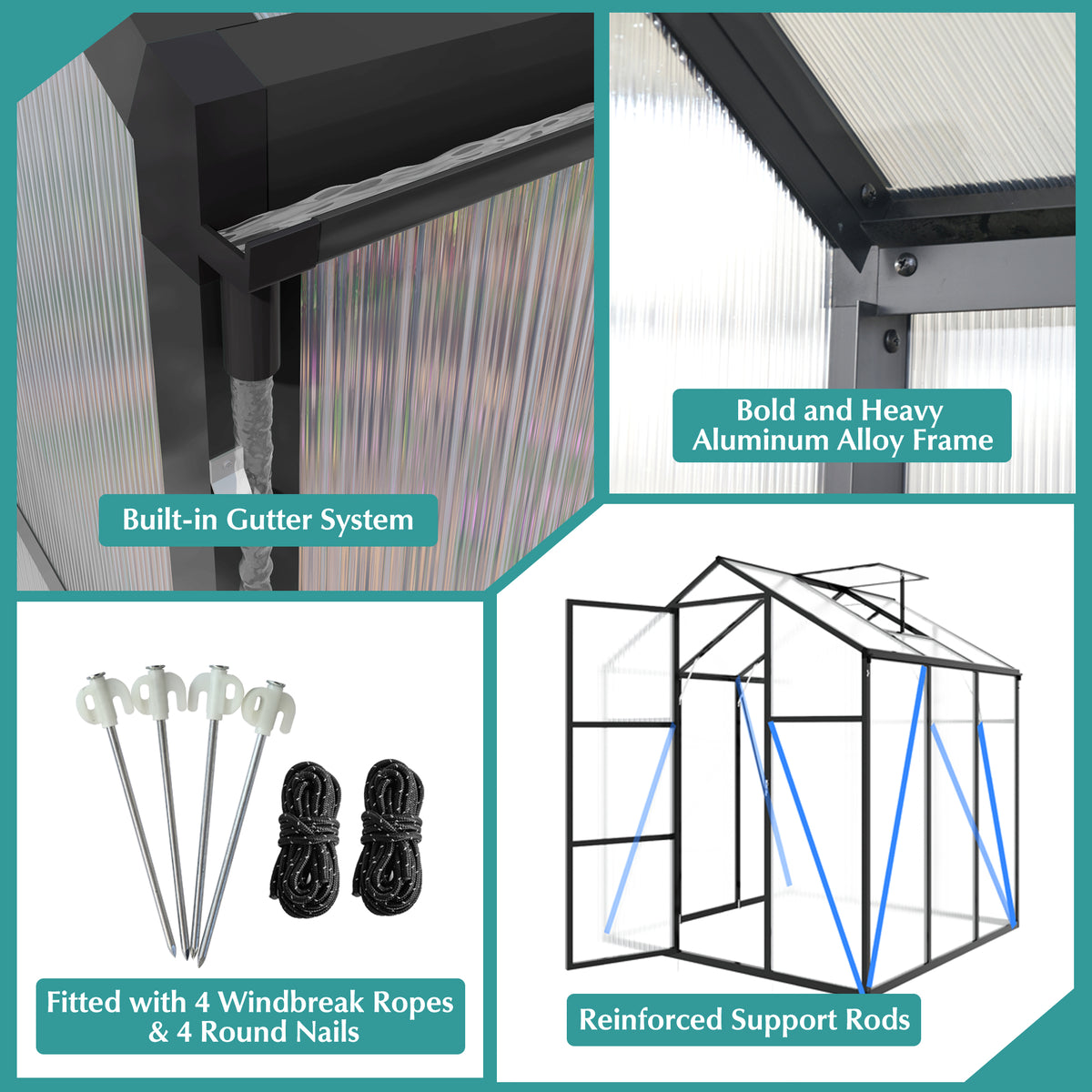 6x6 FT(1.83*1.83m) Black - greenhouse kit - product detail image 7 - Kings Awning Australia