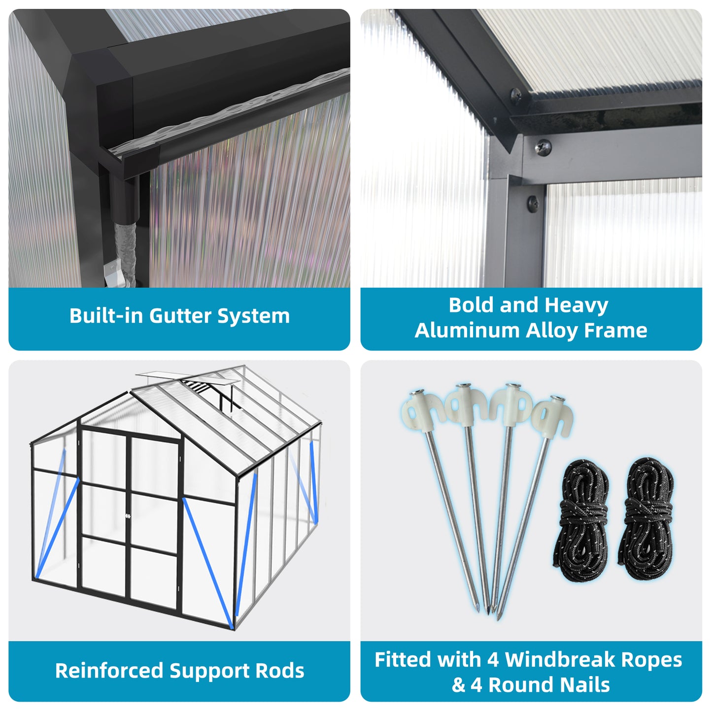 8x12 FT(2.43*3.66m) Black - greenhouse kit - product detail image 11 - Kings Awning Australia