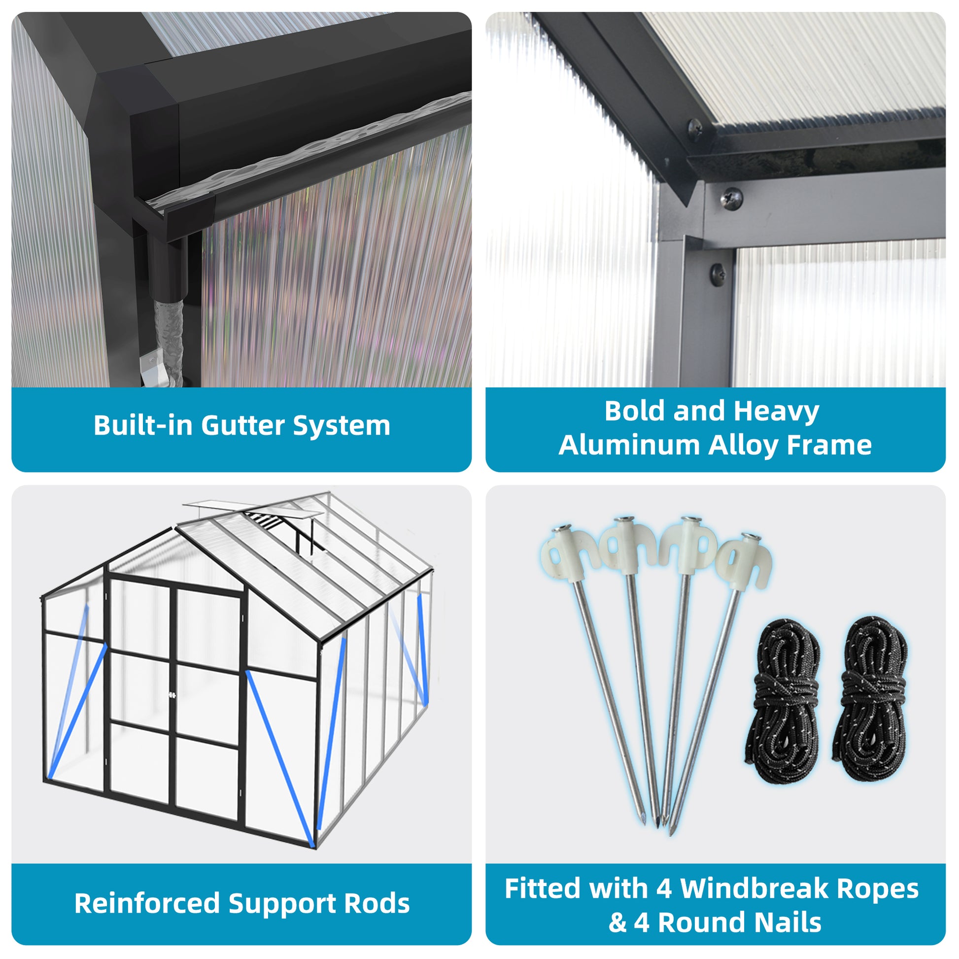 8x12 FT(2.43*3.66m) Black - greenhouse kit - product detail image 11 - Kings Awning Australia