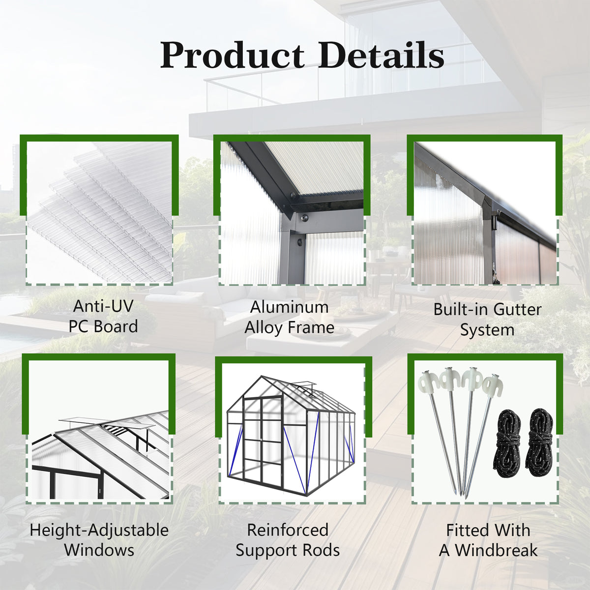 10x12 FT(3*3.66m) Black - greenhouse kit - product detail image 8 - Kings Awning Australia